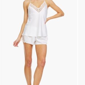 Flora by Flora Nikrooz Elegant White Lace Trim 2 piece Sleepwear Set NWT
